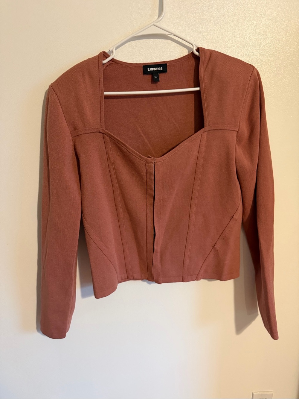 Express Structured Shoulder Long Sleeve Corset Top